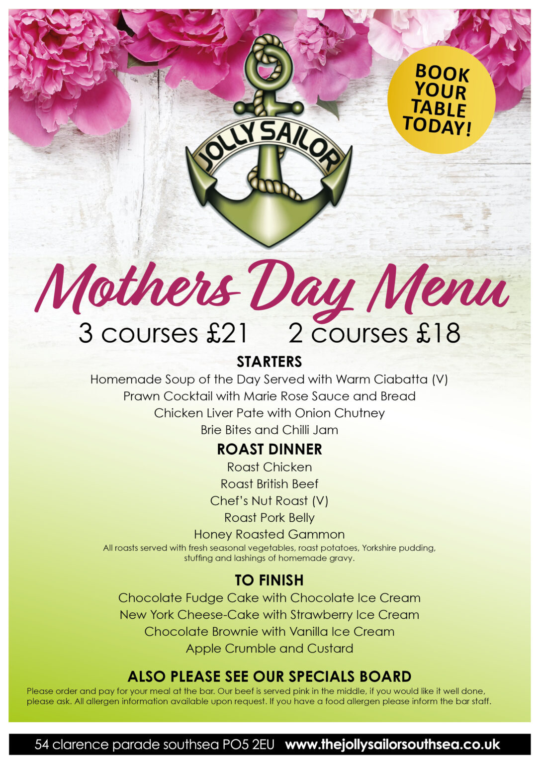Mothers day lunch the jolly sailor southsea