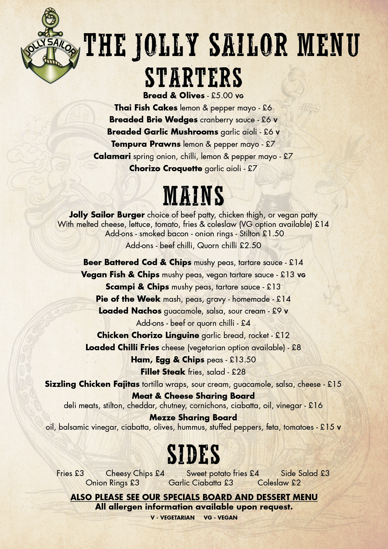 menu, food, pub, southsea