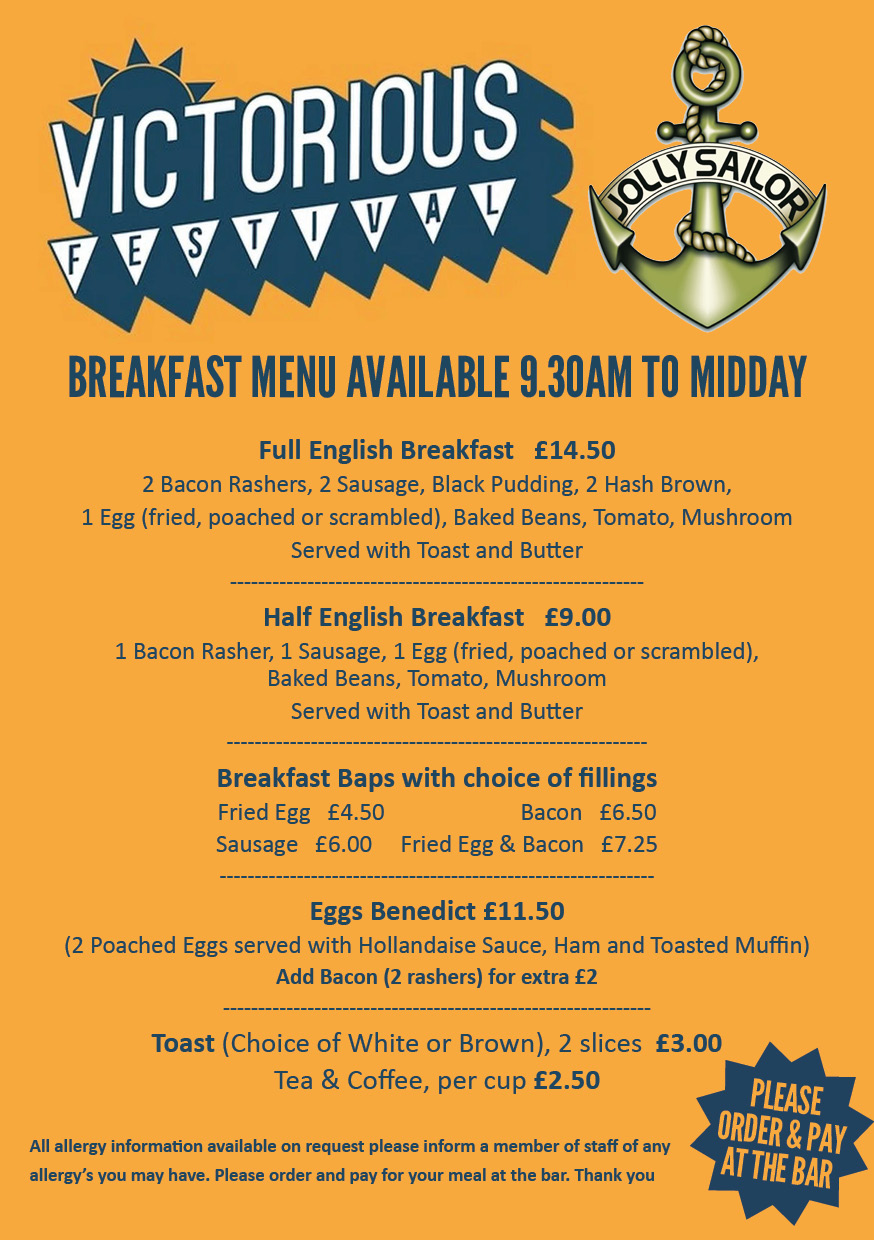 victorious festival, bank holiday, breakfast, full english food, southsea, summer