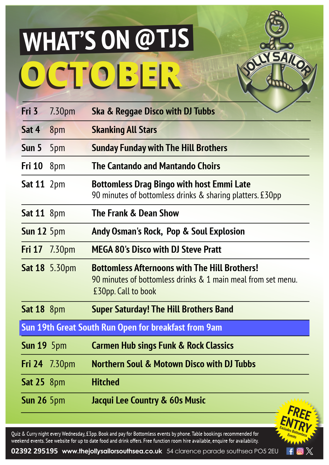 live music, october, southsea, entertainment, bands, weekend events, portsmouth