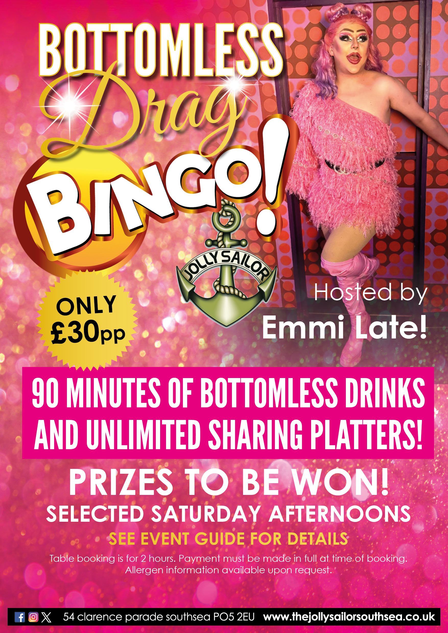 drag bingo, drag event, pubs, bottomless, brunch, portsmouth