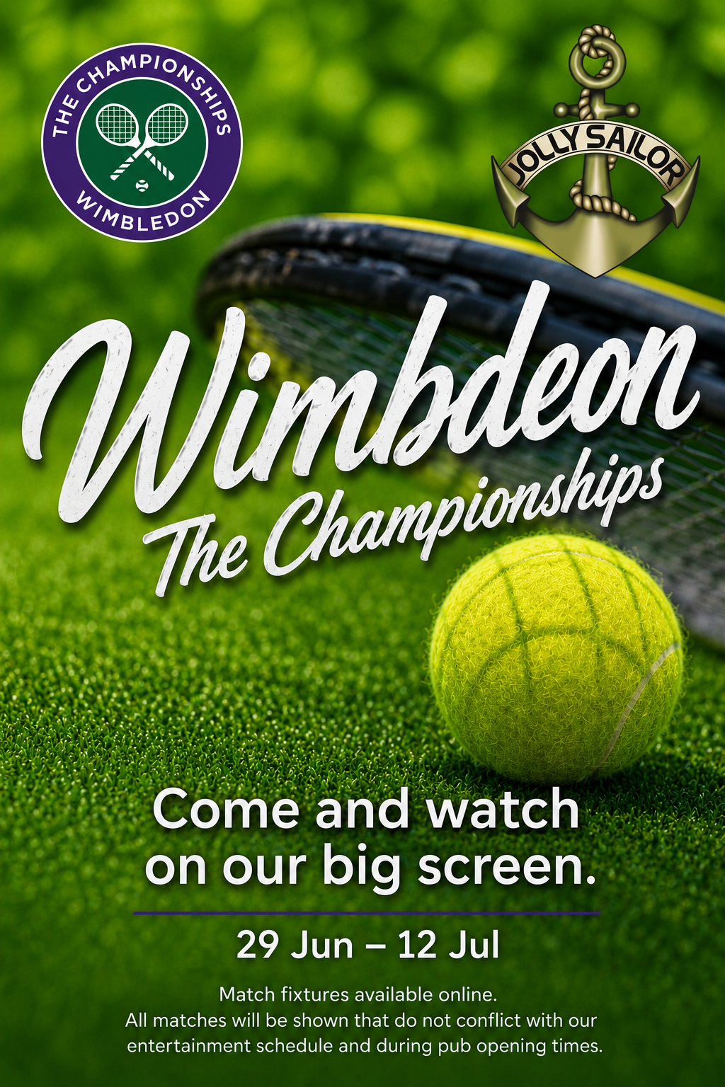 wimbledon the championships, tennis, summer sporting events, events shown live, portsmouth, sports pubs