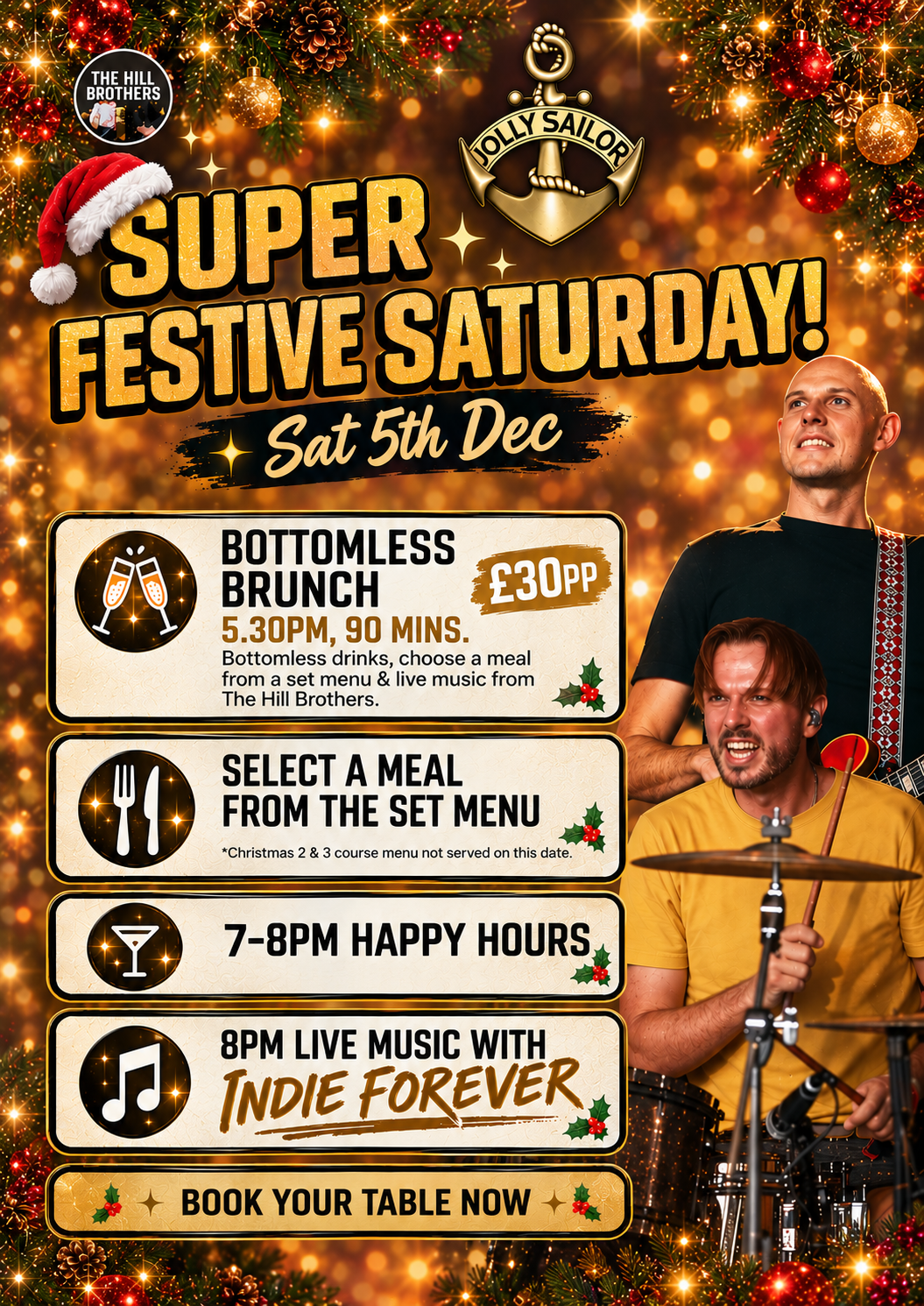 super saturday, happy hour, bottomless brunch, festive, december, christmas events, portsmouth