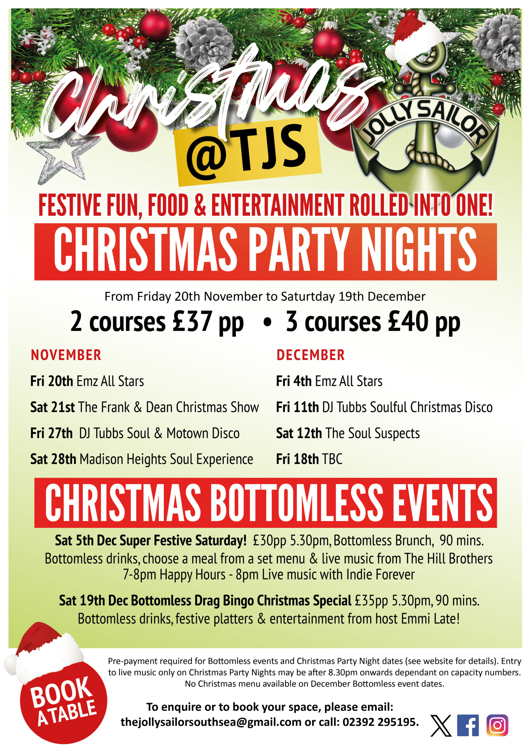 christmas, events, party, bottomless brunch, festive meal, food, drinks, entertainment, southsea, portsmouth